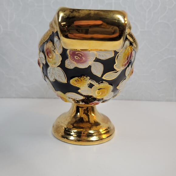 Vintage S A Leart Co‎ Elpa Alcobça Porcelain Serving Bowl 1930s Floral 24k Gold - Picture 8 of 14